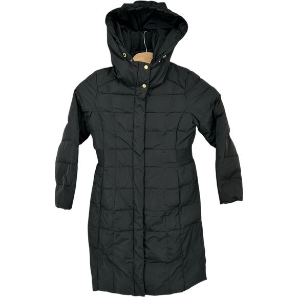 Women's Black Cole Haan Signature Quilted Down Feather Parka Puffer Jacket Sz L - Picture 1 of 11